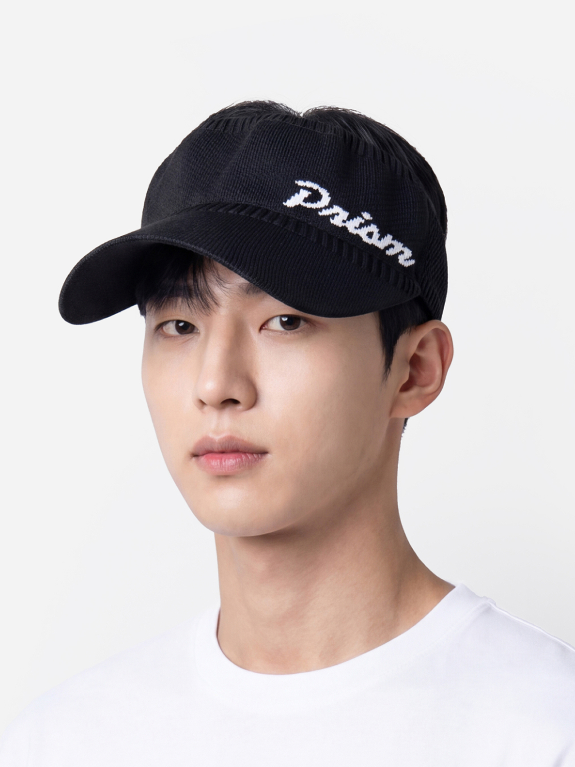 원 포인트 니트 썬캡 블랙
