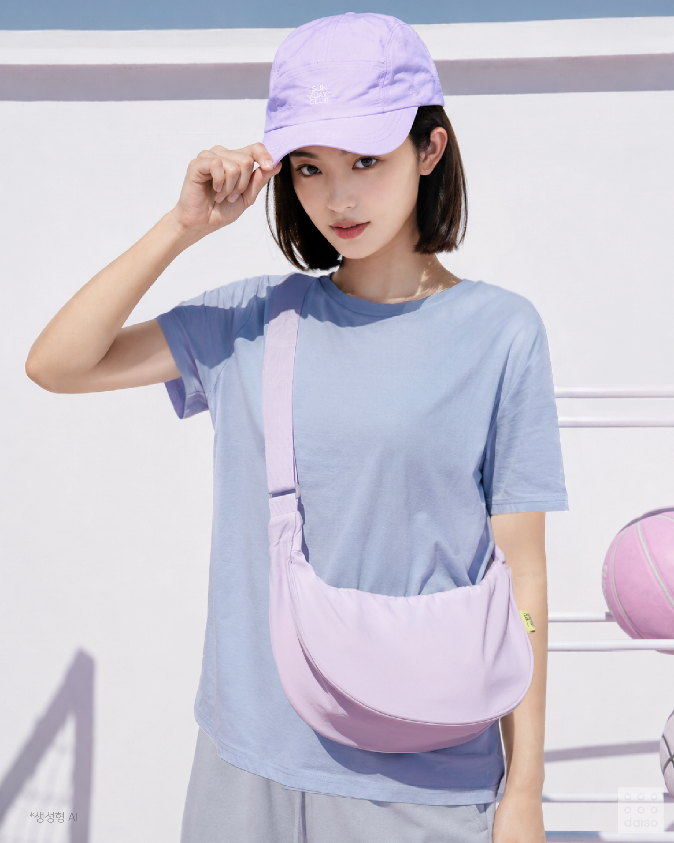 썬프리클럽 반달형 크로스백 퍼플