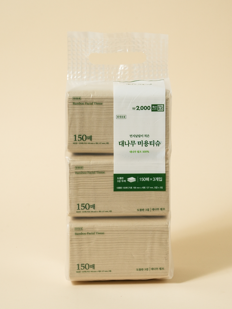 대나무 뽑아 쓰는 티슈 150매 X 3개입