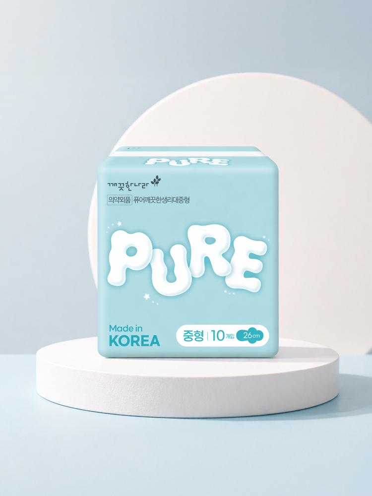 [개당 100원]퓨어 깨끗한 생리대 중형 10 P