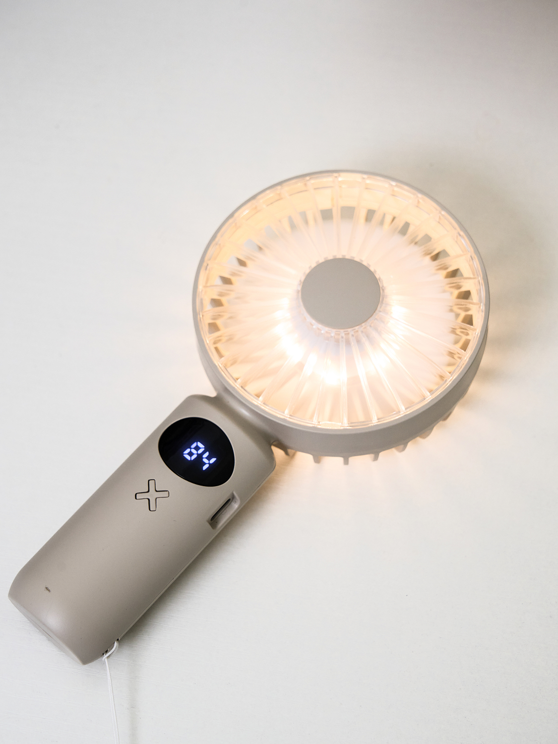 빅 LED 핸디 선풍기 베이지