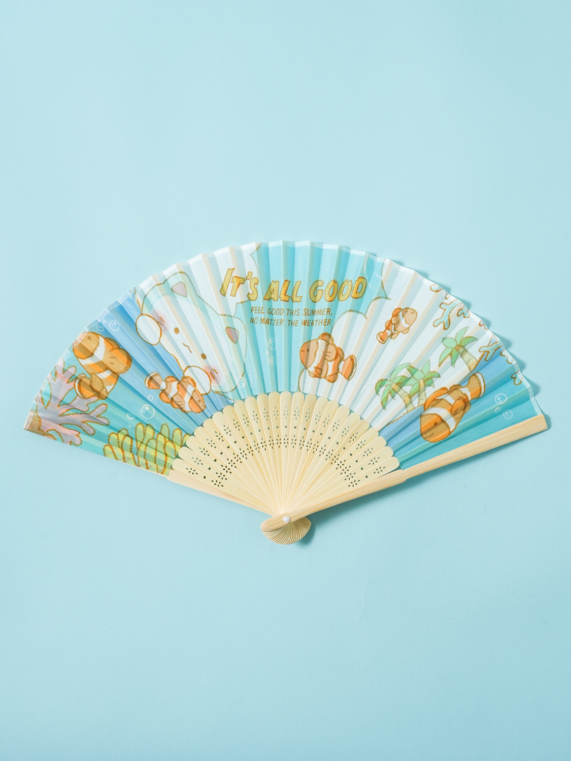 대나무 접이식 부채 21 cm 바다