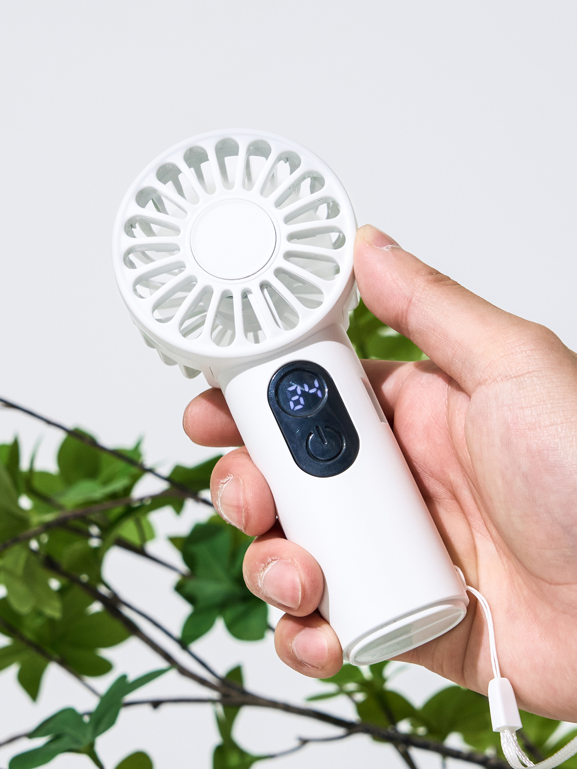 미니 LED 핸디 선풍기 화이트