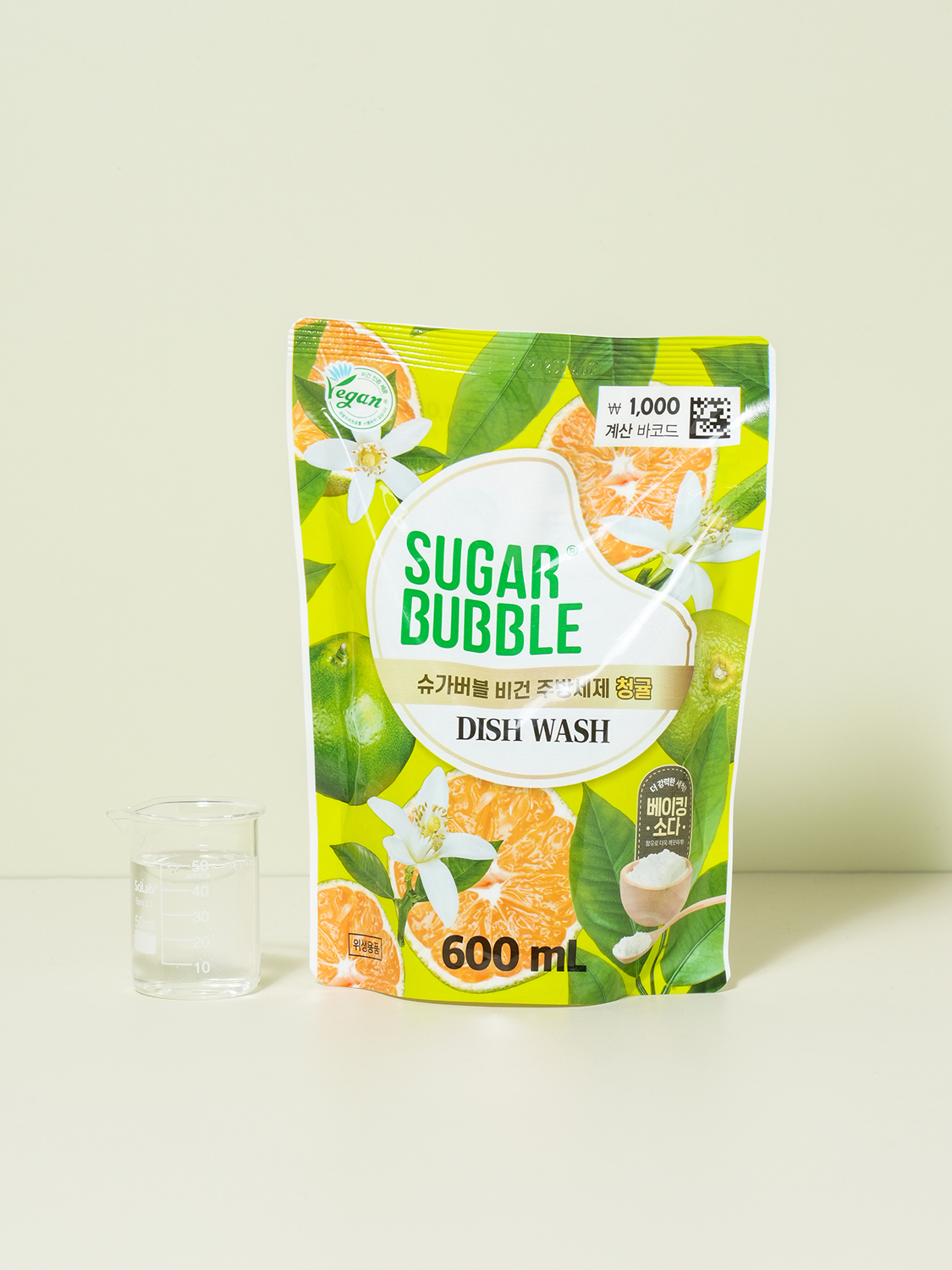 슈가버블 비건 리필 타입 주방 세제 600 ml 청귤 향