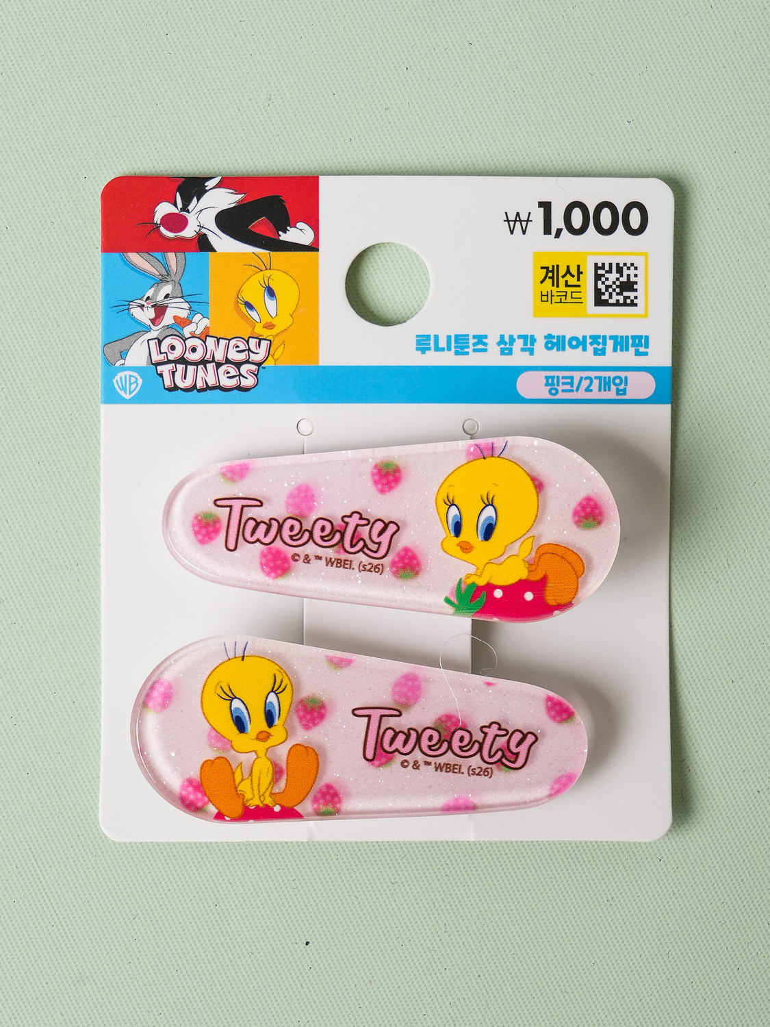 Зажимы-крабы Looney Tunes треугольные 2 шт. розовые