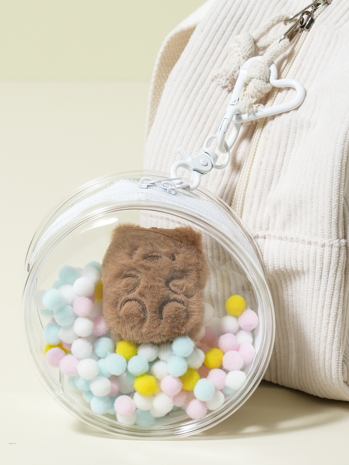 인형 보관 키링 원형 파우치 12 cm 투명