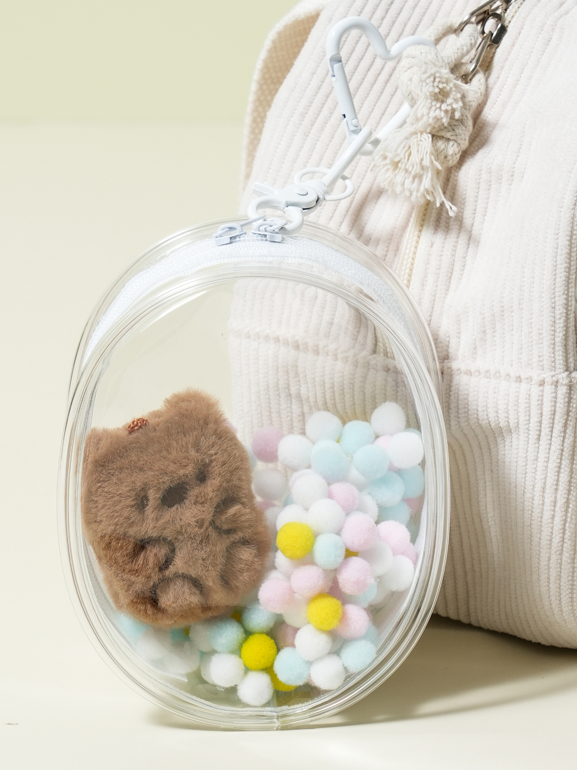 인형 보관 키링 타원형 파우치 13 cm 투명