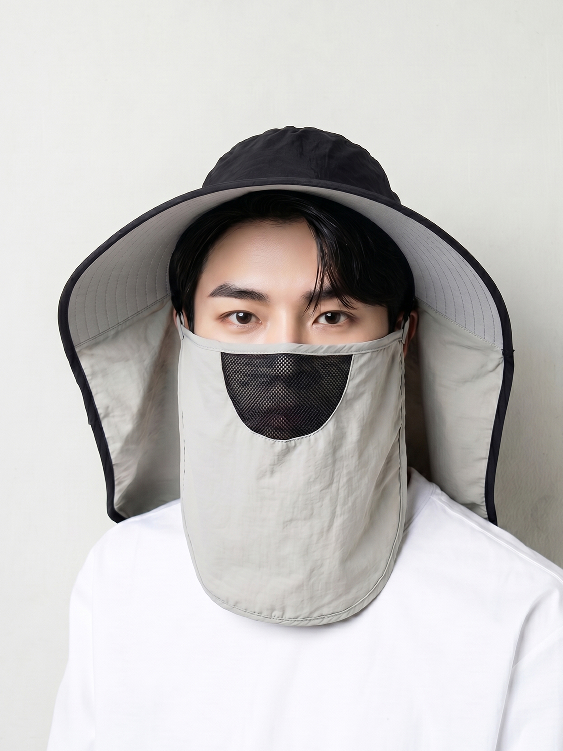 목 가림 마스크 챙 모자 블랙그레이