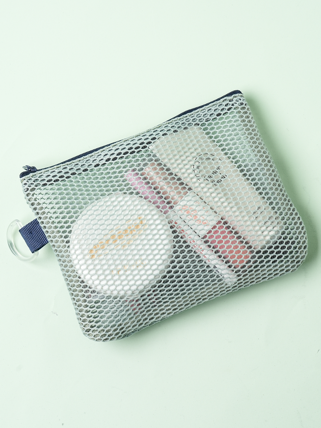 여행용 고리 포인트 메시 파우치 S