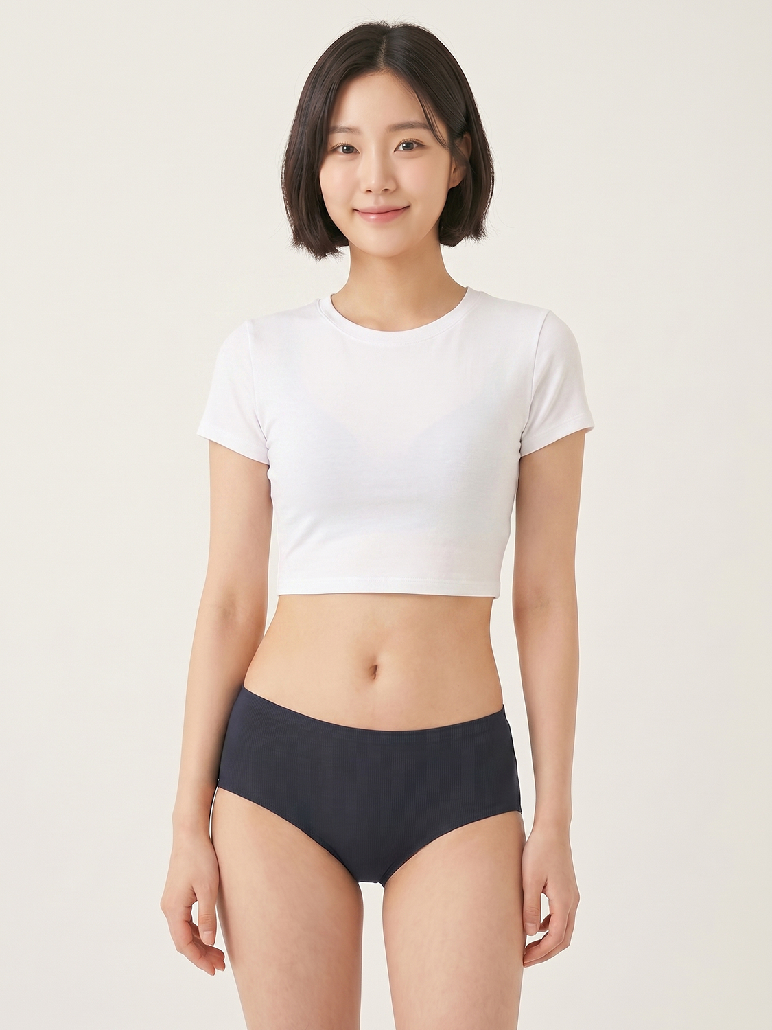 미들 웨이스트 골지 심리스 팬티 90/95/100 블랙