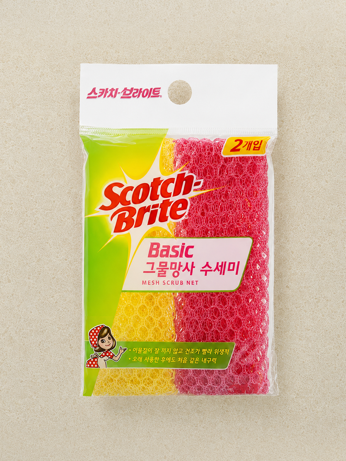 스카치브라이트 베이직 그물망사 수세미 2P