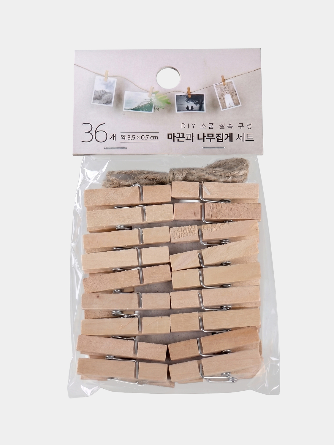 베이직 목제 집게 36개입