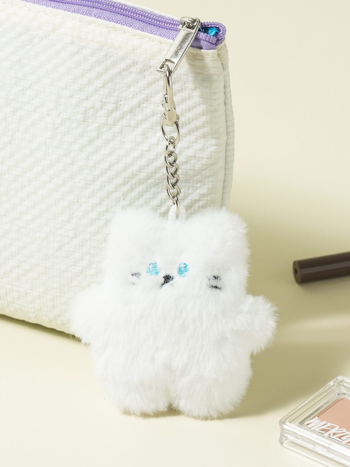 고양이 봉제 키링 화이트