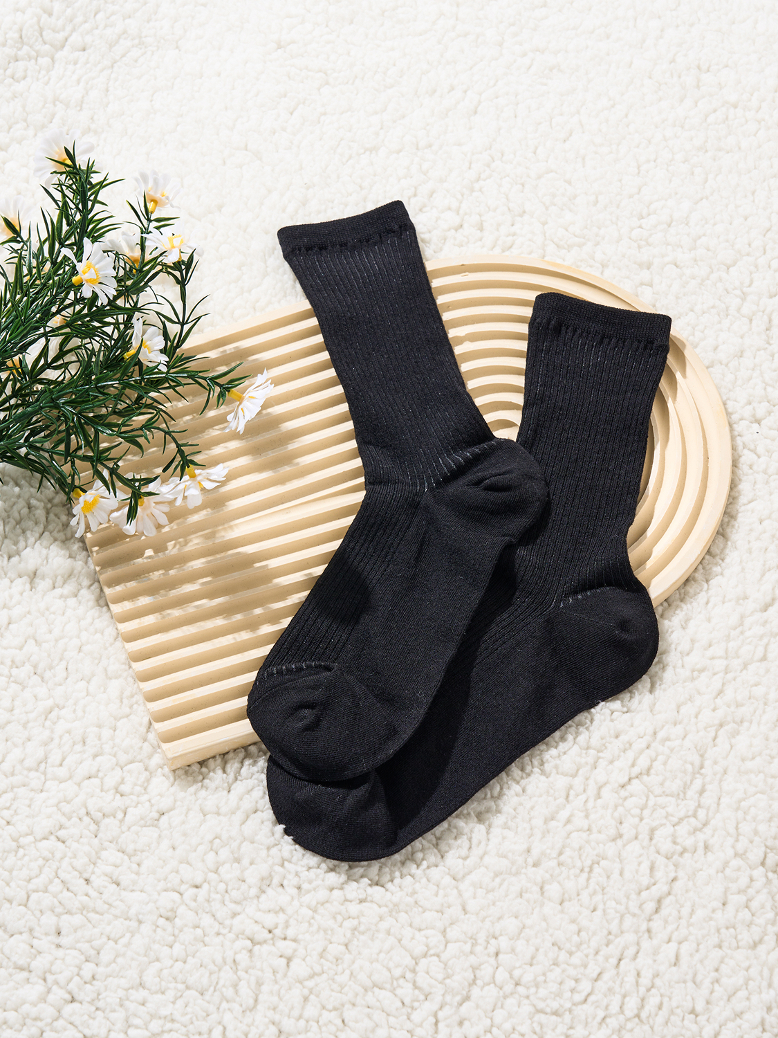 Длинные прозрачные носки в рубчик Kikiyasocks Черный