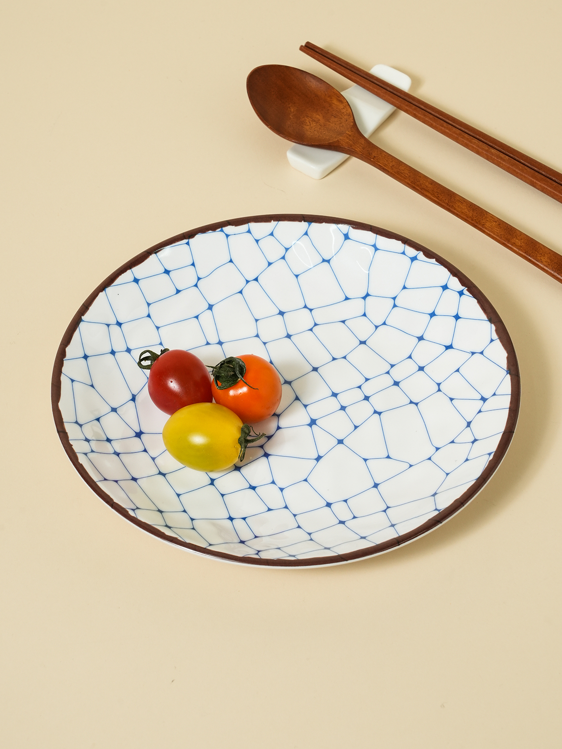 와풍 패턴 멜라민 접시 21.5 cm