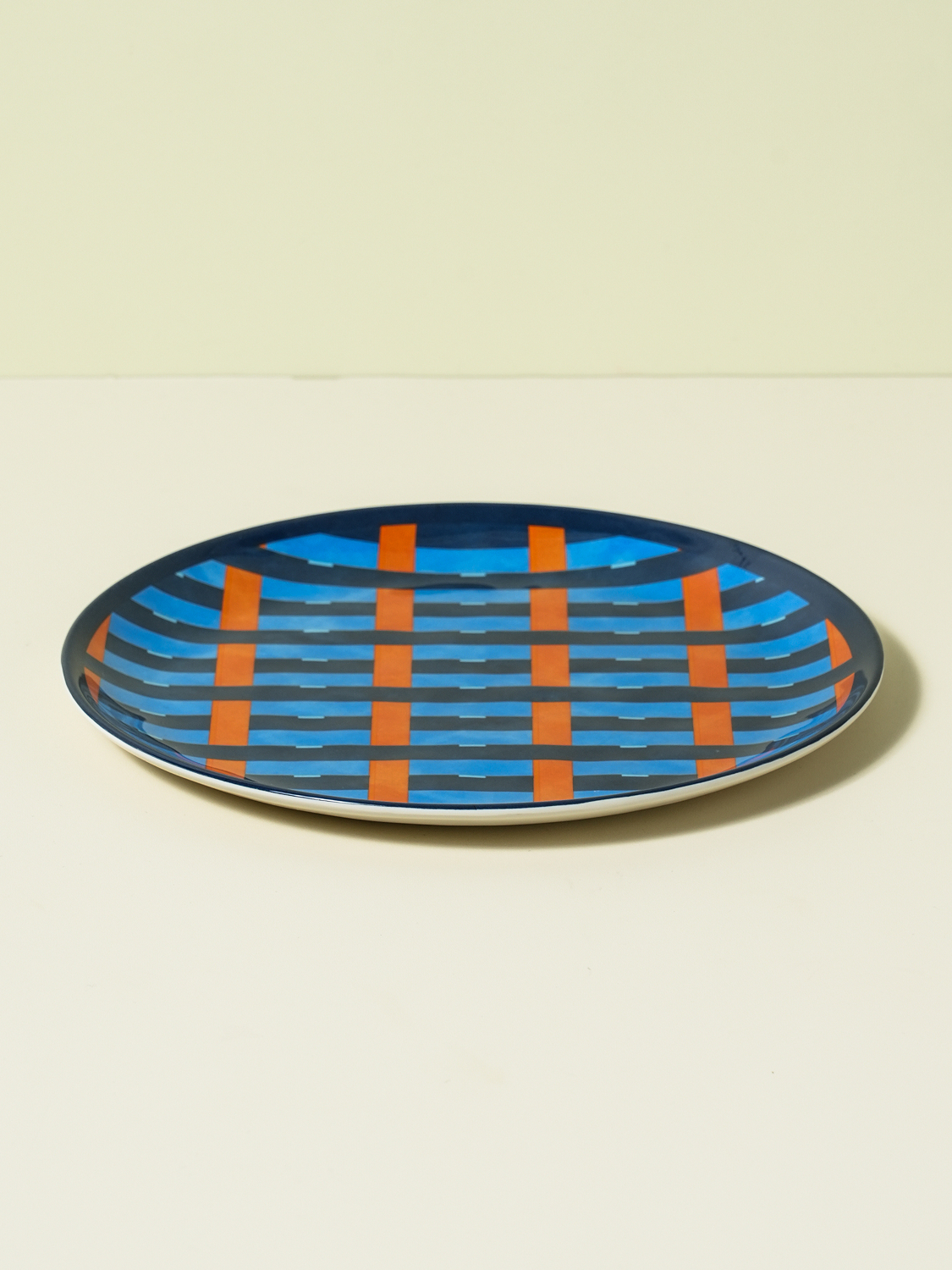 체크 패턴 멜라민 접시 23 cm