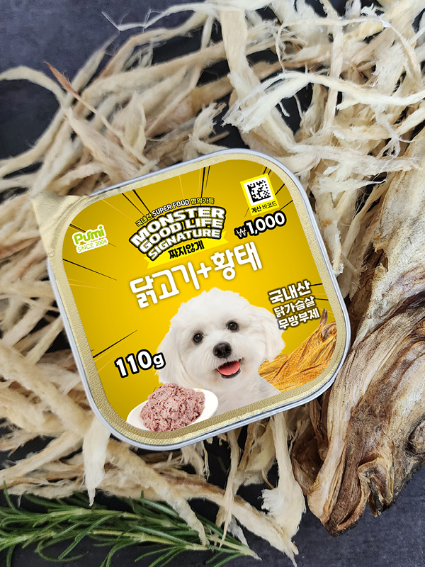[펫] 몬스터 굿 라이프 시그니쳐 반려견용 주식캔 110 g 닭고기＆황태