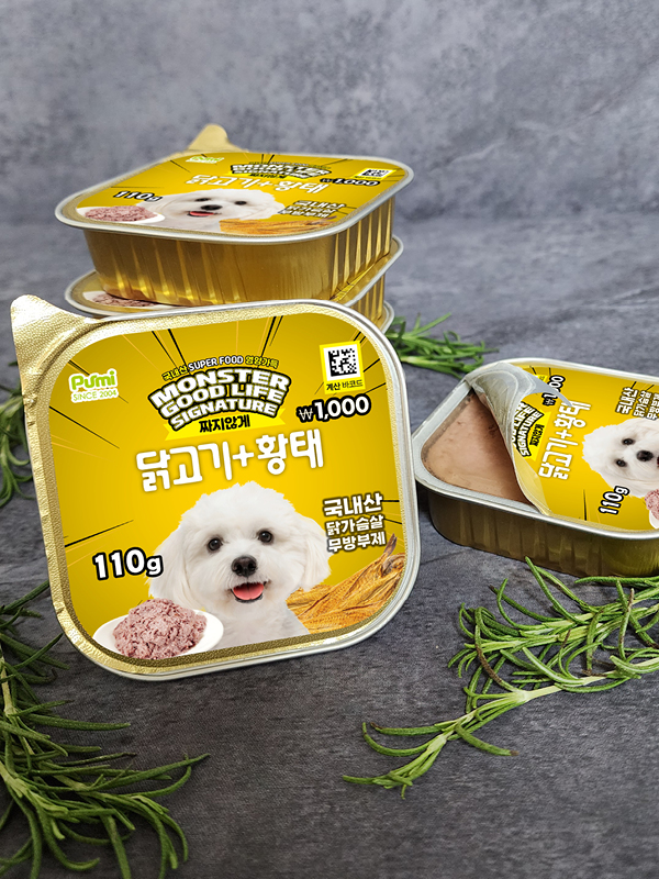 [펫] 몬스터 굿 라이프 시그니쳐 반려견용 주식캔 110 g 닭고기＆황태