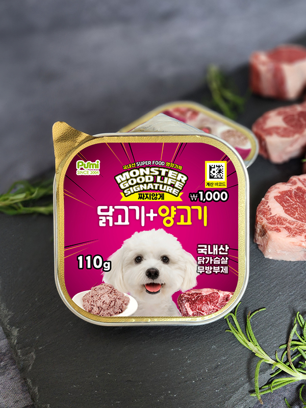 [펫] 몬스터 굿 라이프 시그니쳐 반려견용 주식캔 110 g 닭고기＆양고기