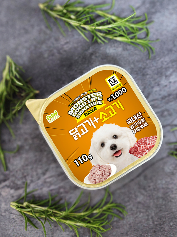 [펫] 몬스터 굿 라이프 시그니쳐 반려견용 주식캔 110 g 닭고기＆소고기
