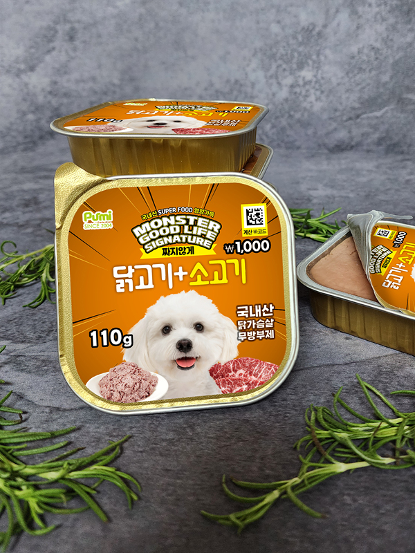 [펫] 몬스터 굿 라이프 시그니쳐 반려견용 주식캔 110 g 닭고기＆소고기