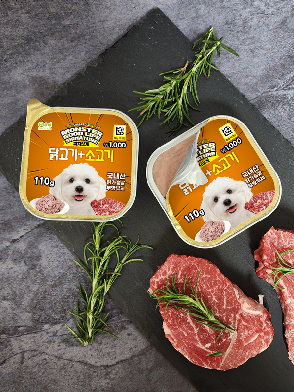[펫] 몬스터 굿 라이프 시그니쳐 반려견용 주식캔 110 g 닭고기＆소고기