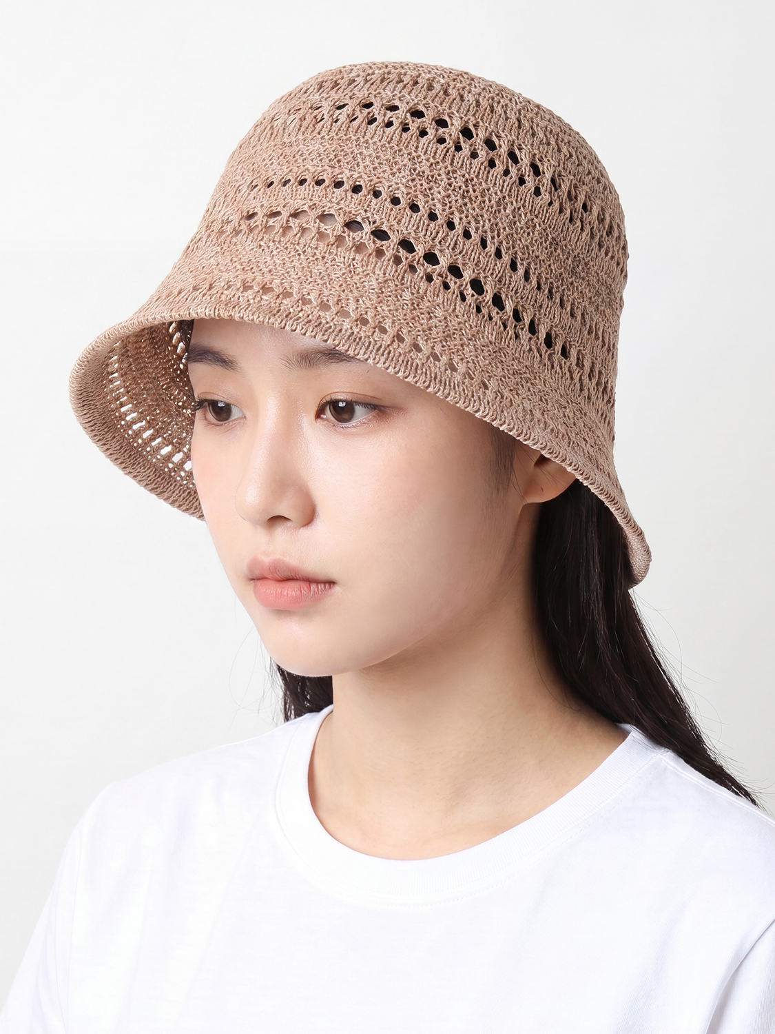 짜임 벙거지 모자 브라운