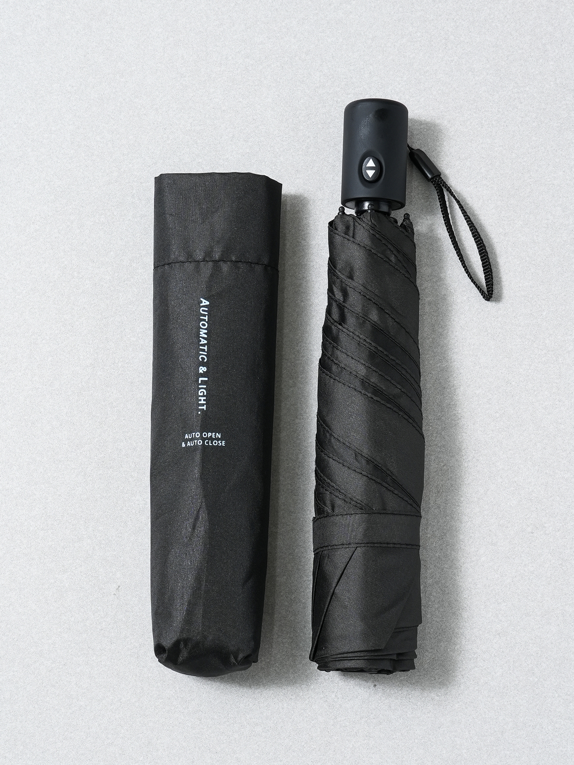 [약 200 g 중량] 경량 완전 자동 3단 우산 5K 50 cm 블랙