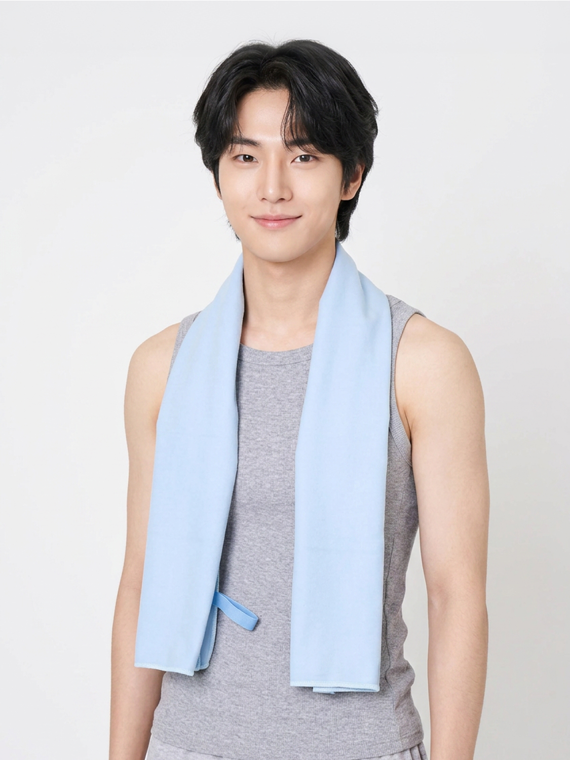 단색 스포츠 타월 L 블루
