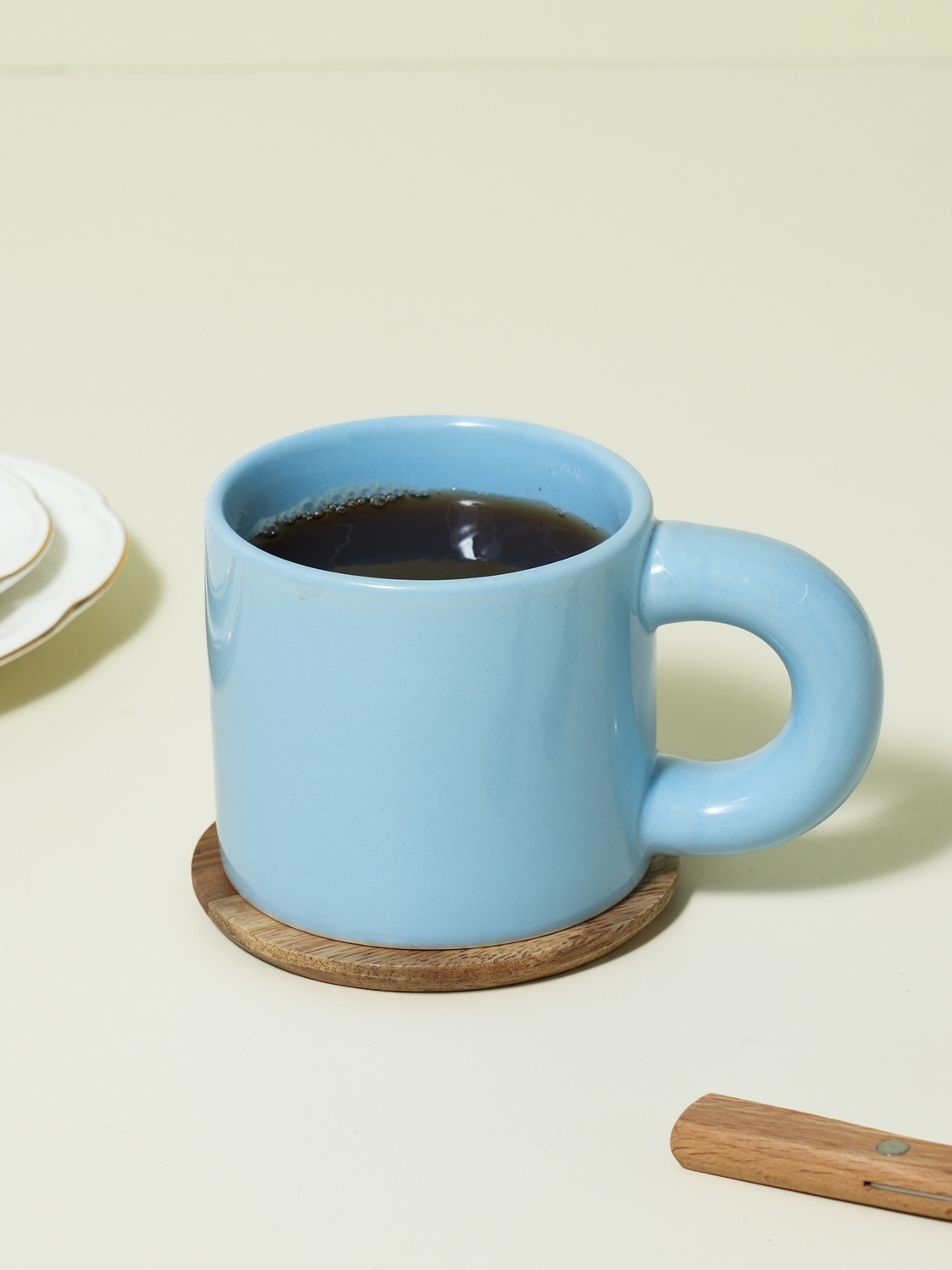 블루 통통 핸들 머그컵 330 ml