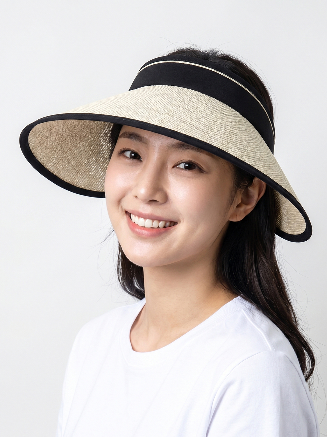 [UV 최대 99% 차단] 접이식 넓은 챙 썬캡 아이보리