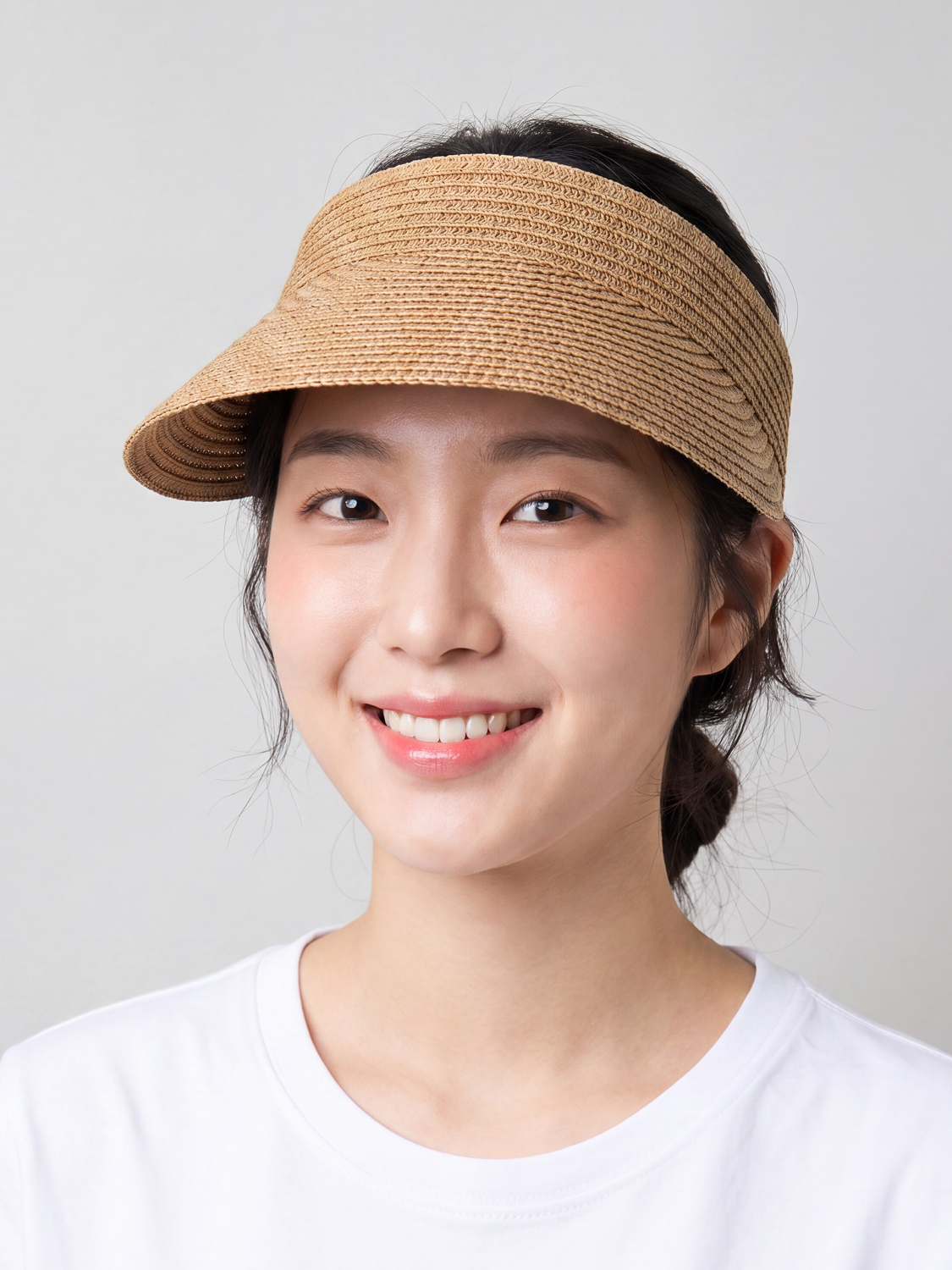 밴딩 밀짚 썬캡 브라운
