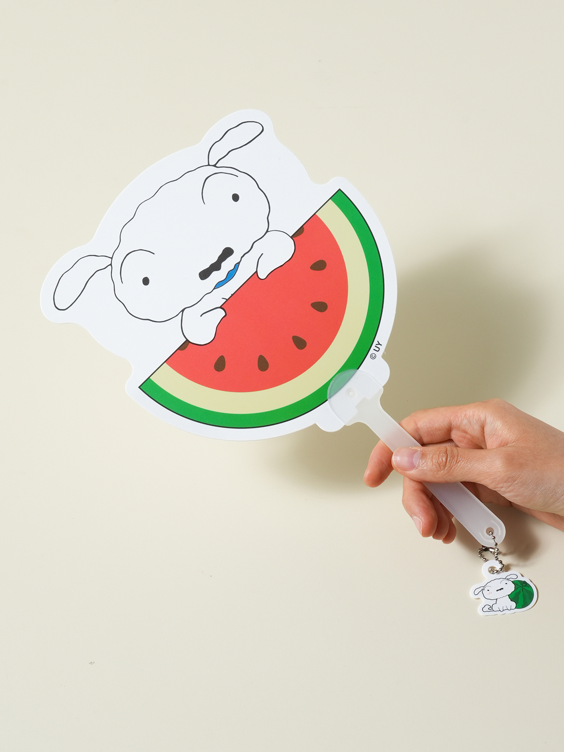 짱구 키링 손잡이 부채 흰둥이