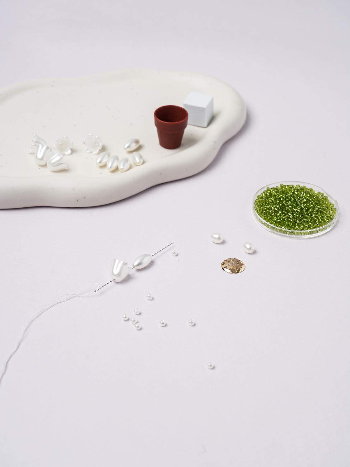 비즈 꽃 화분 DIY 화이트
