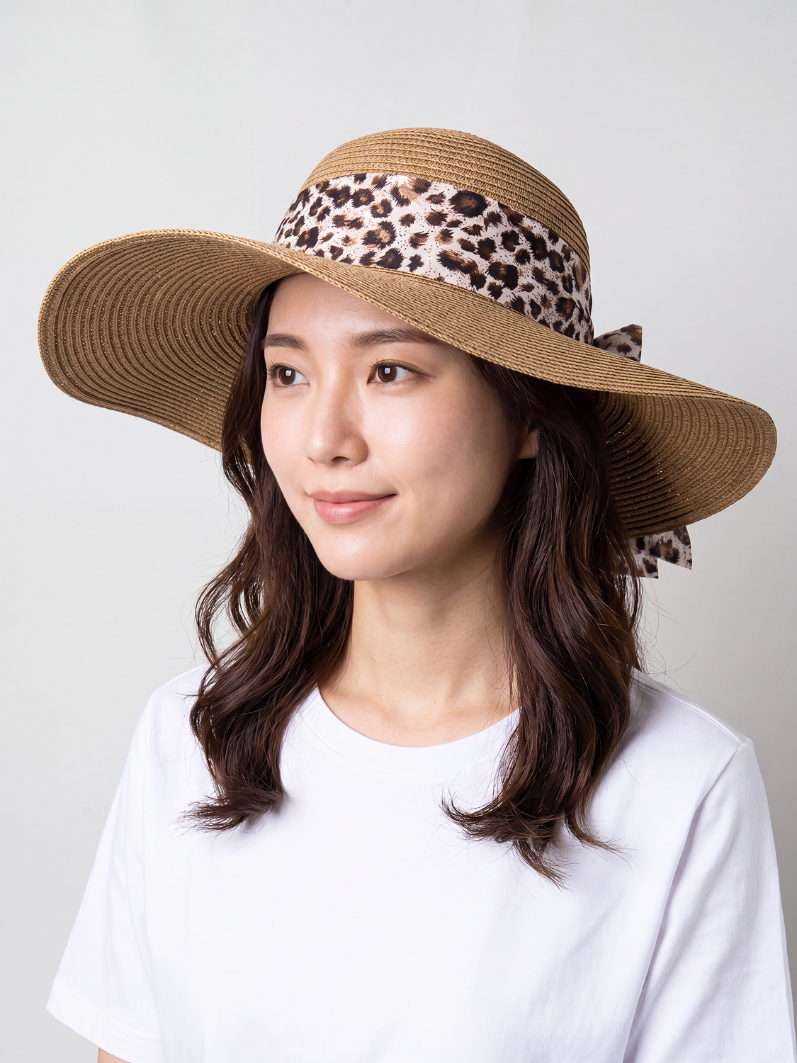 리본 포인트 비치 모자