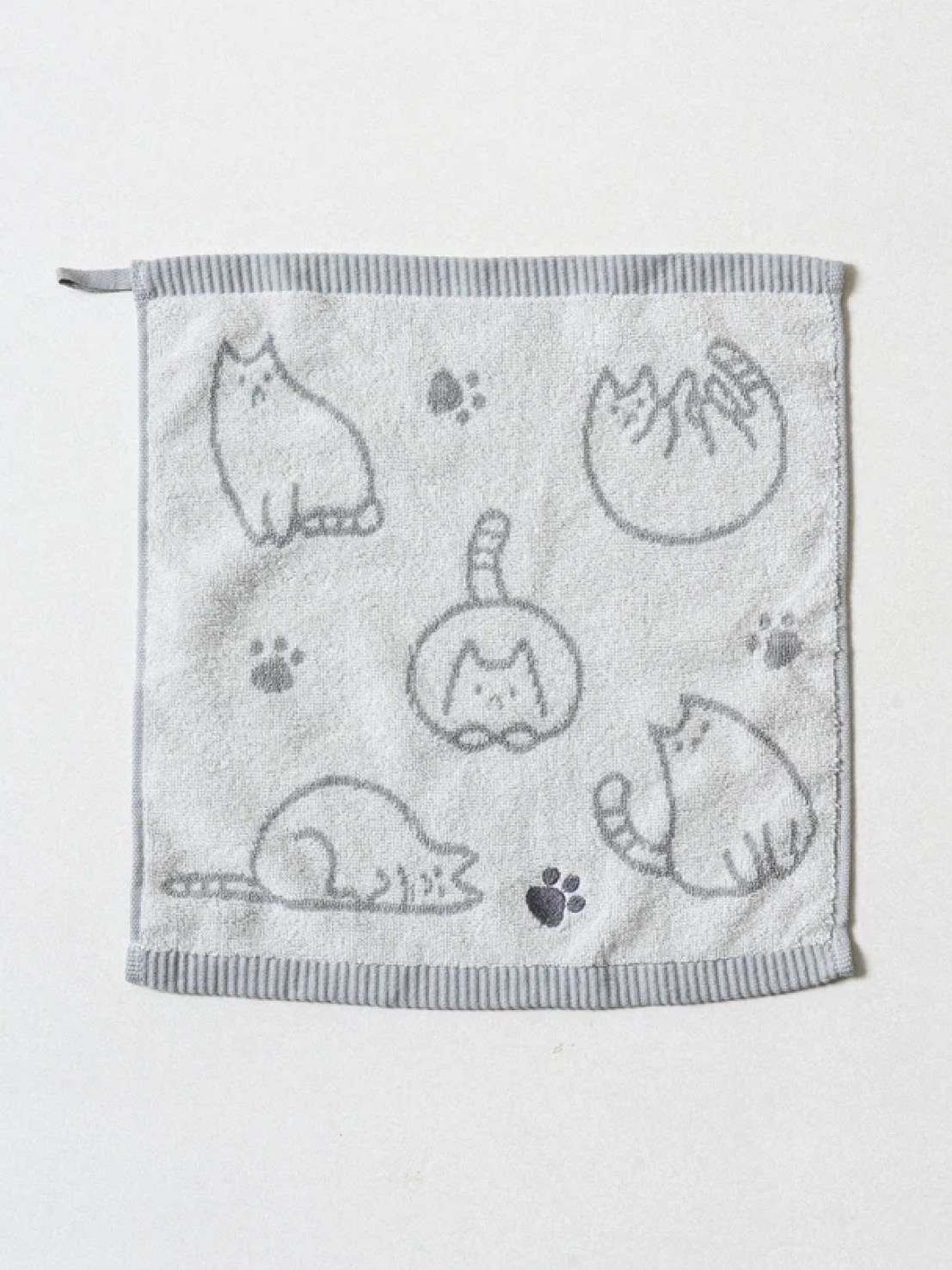 고양이 자카드 자수 주방 타월 35 X 35 cm 그레이