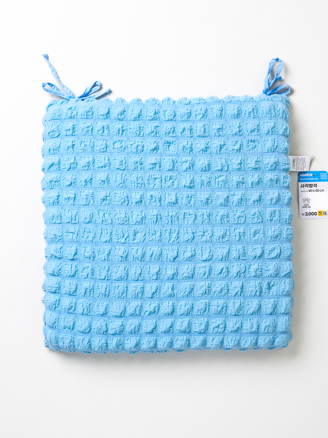 버블 시어서커 사각 방석 40 X 40 cm 블루
