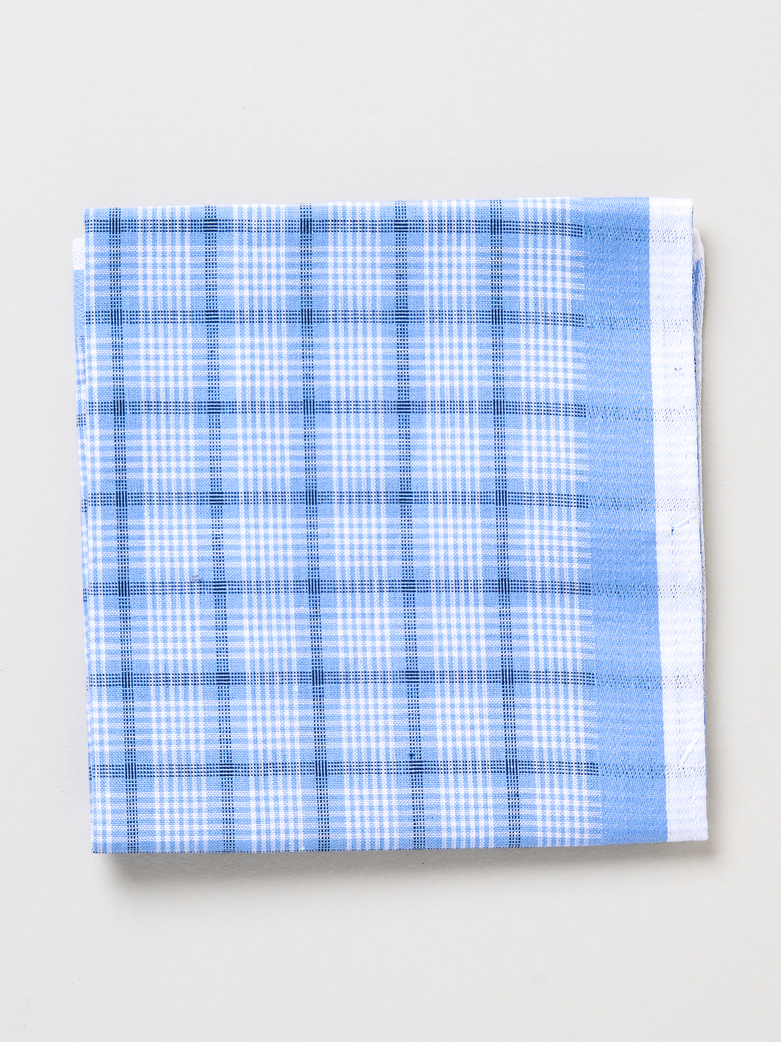 격자 체크 면 손수건 40 X 40 cm 블루