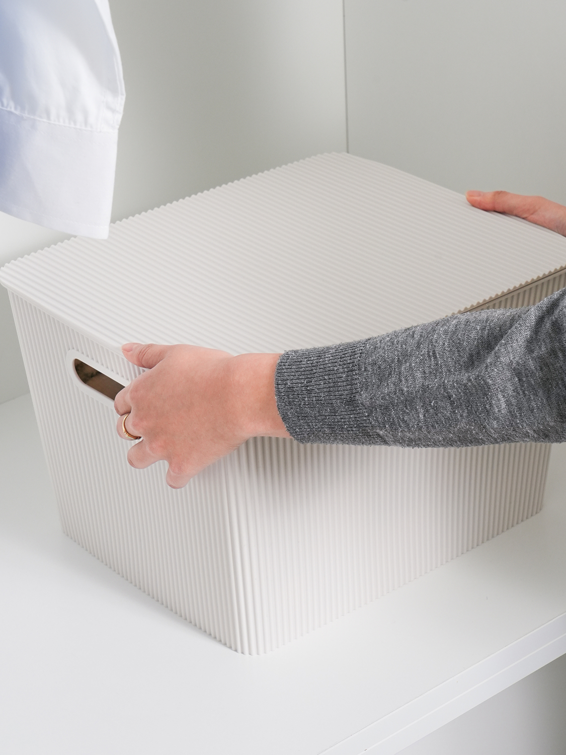 템바보드 수납함 35.5 X 30 X 22.5 cm 아이보리