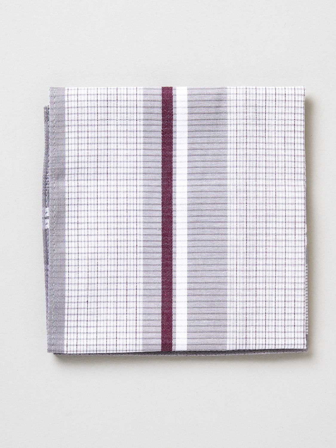 라인 체크 면 손수건 40 X 40 cm 그레이