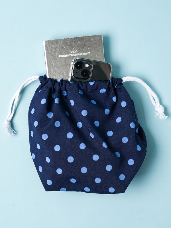 Dot Drawstring Pouch Navy
