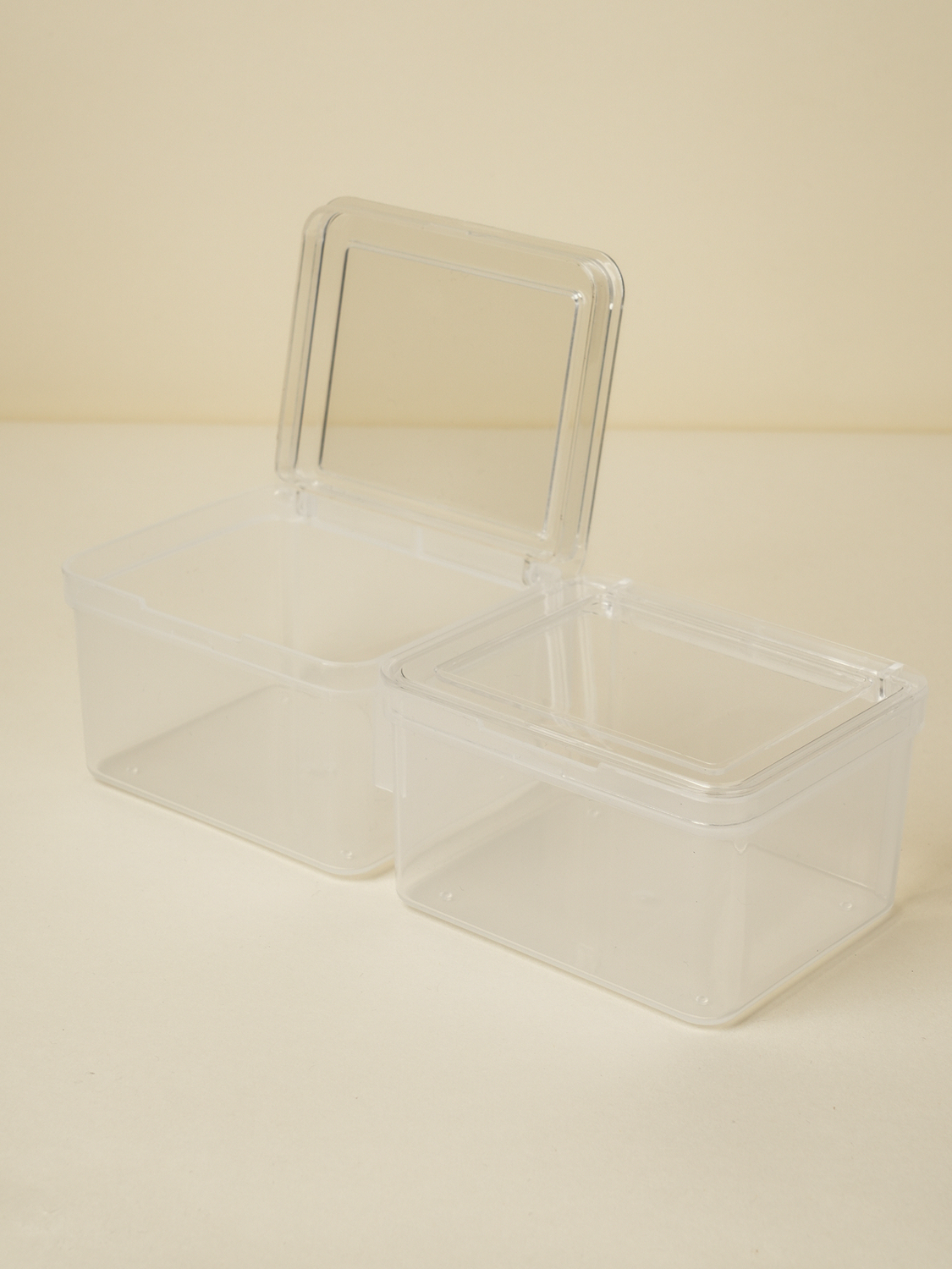 클리어 뚜껑 2칸 수납함 19.4 X 8 X 5.4 cm