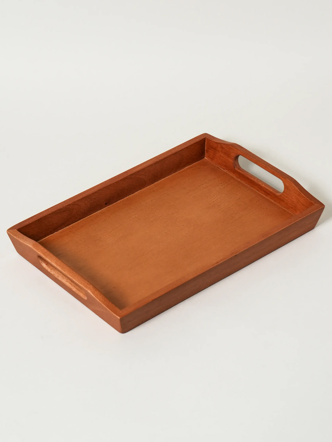 마호가니 사각 손잡이 트레이 35.5 X 23.5 X 5 cm