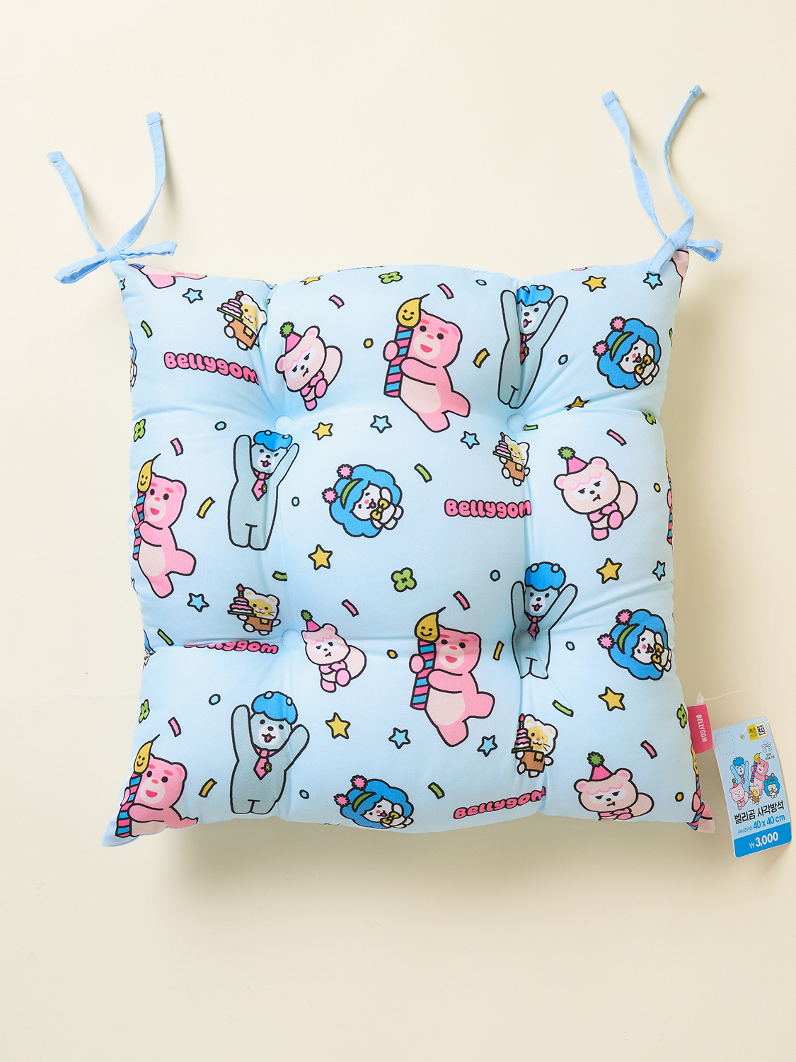벨리곰 푹신한 사각방석 40 X 40 cm 블루