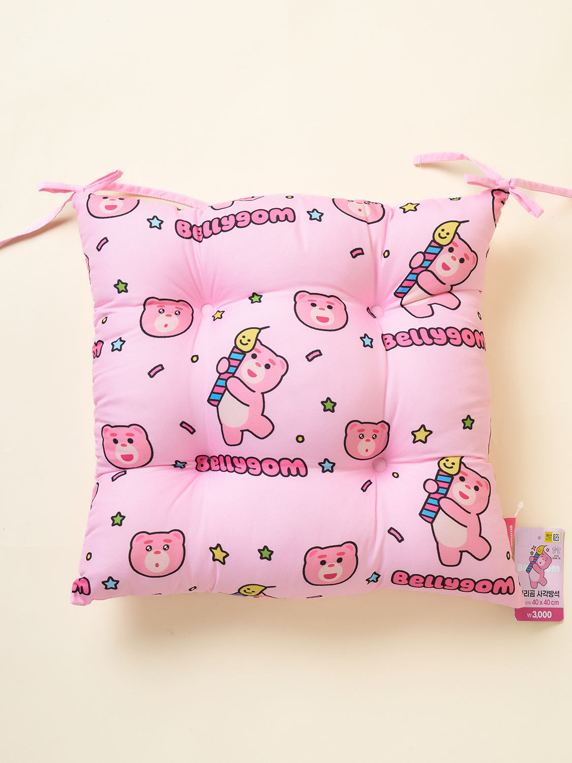 벨리곰 푹신한 사각방석 40 X 40 cm 핑크
