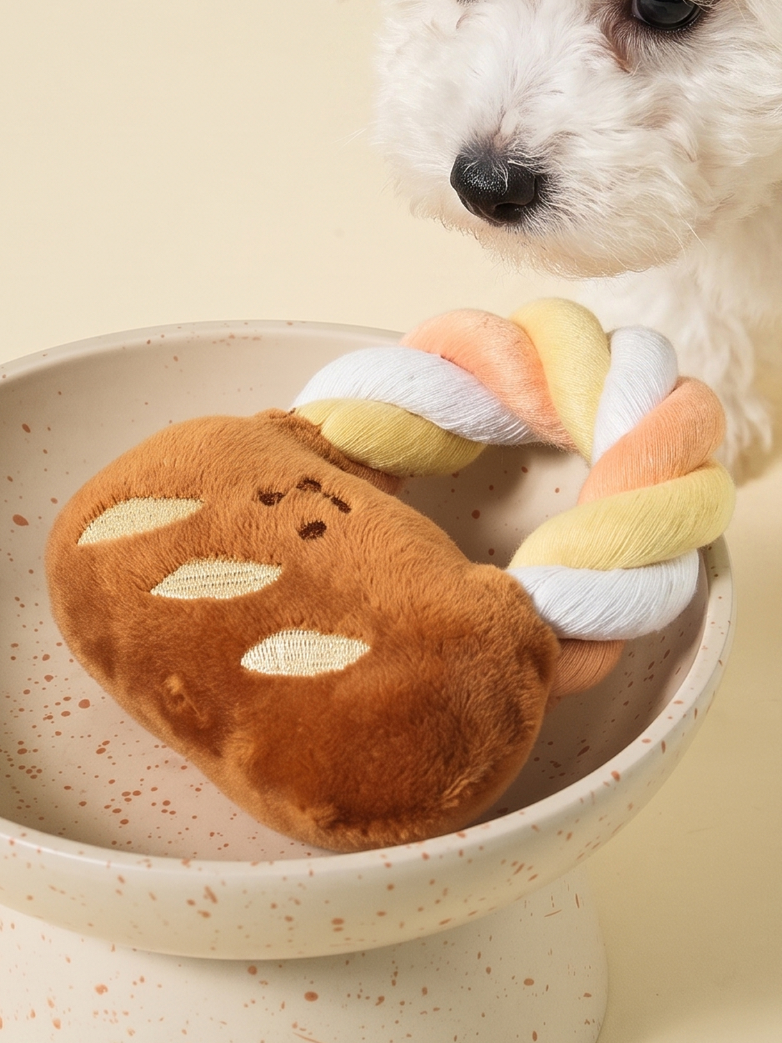 [펫] 로프 달린 빵 터그 인형