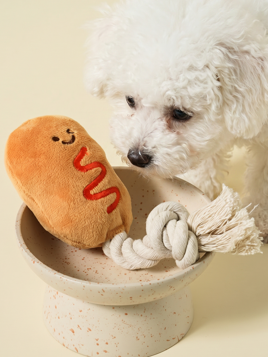 [펫] 로프 달린 핫도그 인형