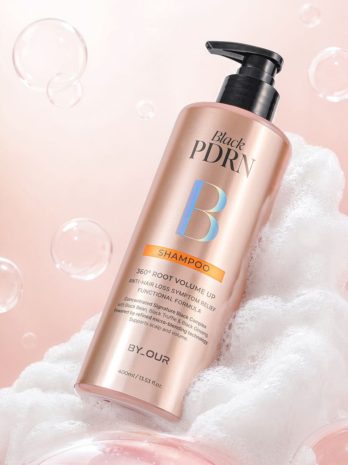 바이아우어 360도 볼륨업 블랙 PDRN 탈모샴푸 400 ml