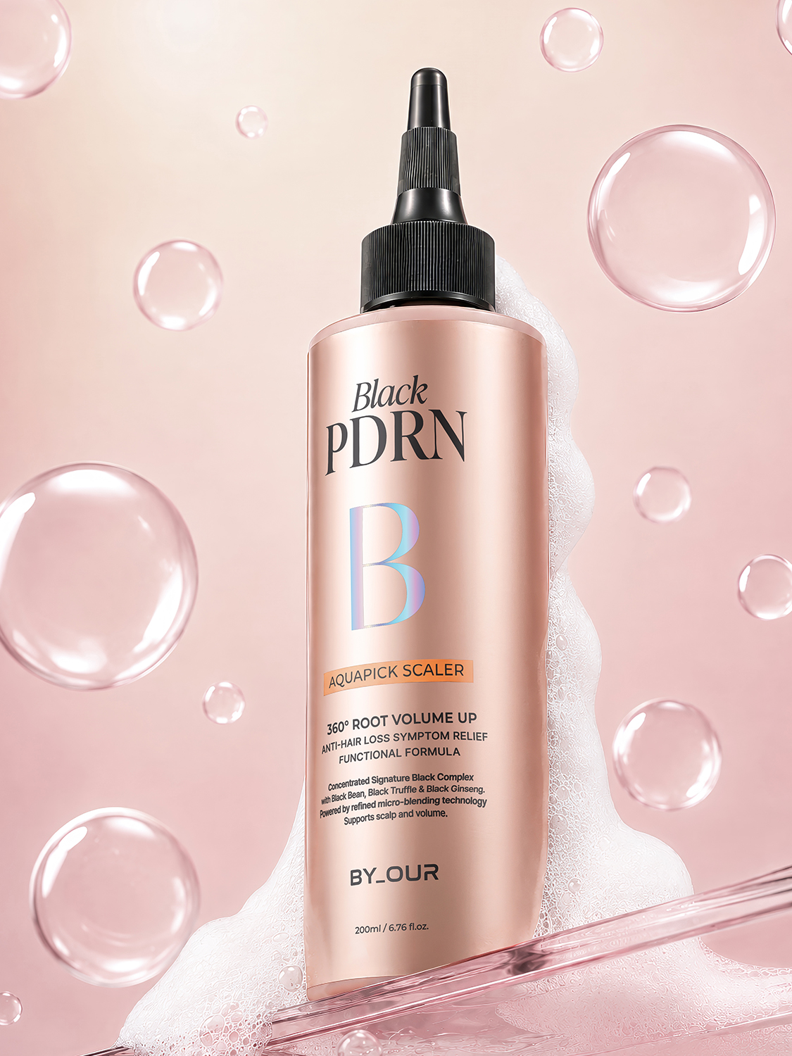 바이아우어 360도 볼륨업 블랙 PDRN 아쿠아픽 스케일러 200 ml