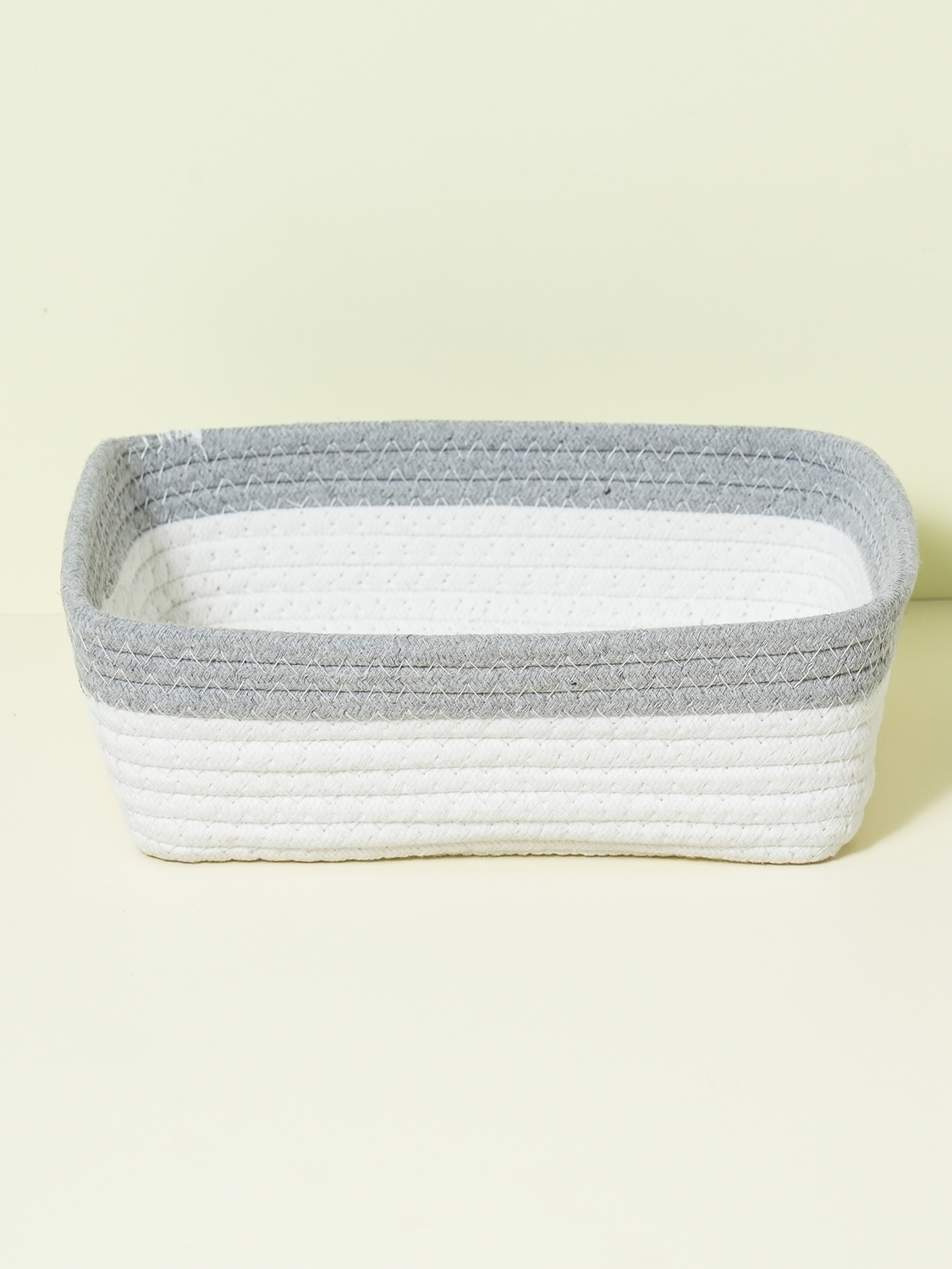 사각 투톤 패브릭 꼬임 바구니 22 X 16 X 8 cm
